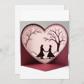 3D Romantic Heart Design Wedding Card Einladung (Vorne/Hinten)