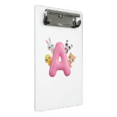 3D-Rosa-Ballon-Buchstabe A Mini-Clipboard Mini Klemmbrett (Schrägansicht)
