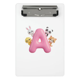 3D-Rosa-Ballon-Buchstabe A Mini-Clipboard Mini Klemmbrett
