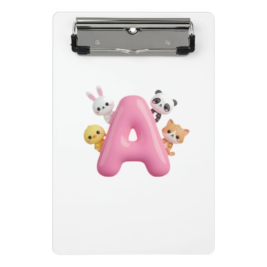 3D-Rosa-Ballon-Buchstabe A Mini-Clipboard Mini Klemmbrett (Vorderseite)