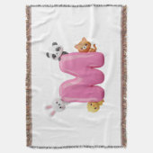 3D rosa Buchstabe M Babydecke mit Tieren Decke (Vorderseite Vertikal)