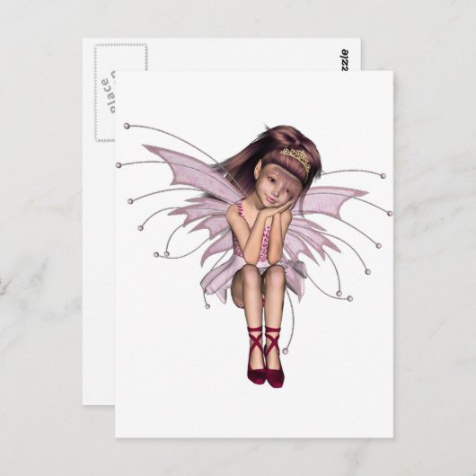 3D rosa Elf 3 Postkarte (Vorne/Hinten)