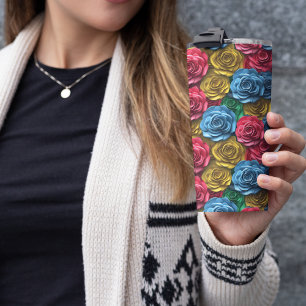 3D Rosa Floral Thermosbecher