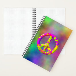 3D rosa gelbes psychedelisches Friedenssymbol auf  Notizblock