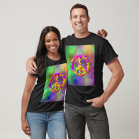 3D rosa gelbes psychedelisches Friedenssymbol auf 