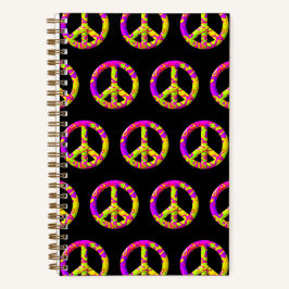 3D rosa gelbes psychedelisches Friedenssymbol Notizblock