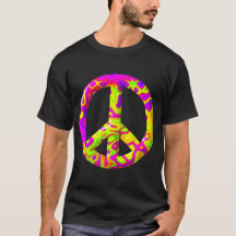 3D rosa gelbes psychedelisches Friedenssymbol