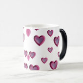 3D Rosa Herz Muster - Romantisch Verwandlungstasse (VorderseiteRechts)