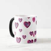3D Rosa Herz Muster - Romantisch Verwandlungstasse (Vorderseite Links)