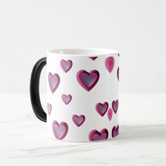 3D Rosa Herz Muster - Romantisch Verwandlungstasse (Vorderseite Links)