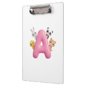 3D rosa Luftballon Buchstabe A Kinder Klemmbrett (Links)