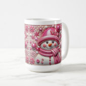 3D rosa Schneemann Weihnachten Kaffeetasse (VorderseiteRechts)