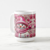 3D rosa Schneemann Weihnachten Kaffeetasse (Vorderseite Links)