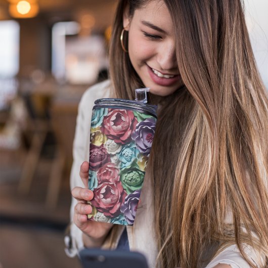 3D Rosa und Blau, botanisches Bläschen Thermosbecher