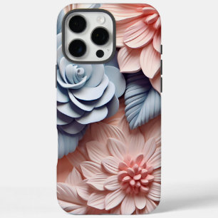 3D rosa und blaue Blumen iPhone 16 Pro Max Hülle