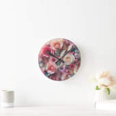 3D-Rose für Abstrakte Glitzer und Schmetterlinge Runde Wanduhr (Zuhause)