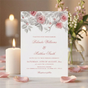 3D-Rosen Einfache weiße Blumenhochzeit Einladung