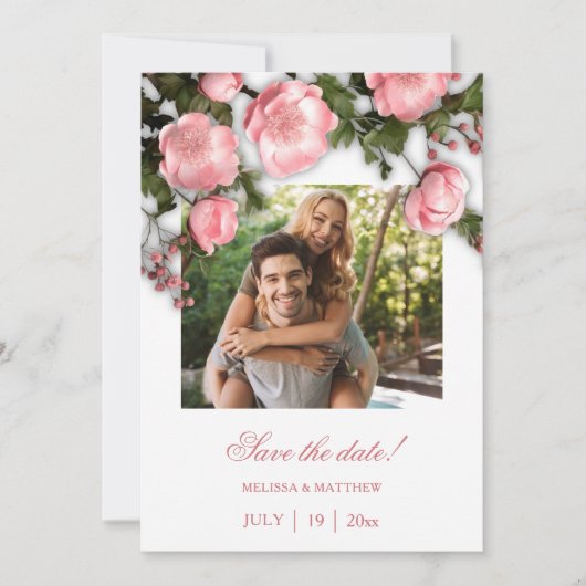 3D-Rosen Grünzeug Wildblumen Save The Date (Vorderseite)