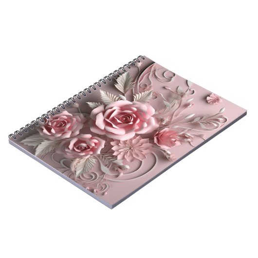 3d Roses Blume Bloral Notizblock (Linke Seite)