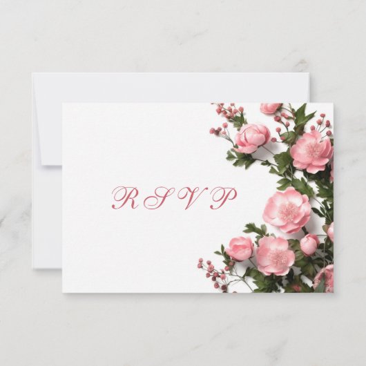3D Roses Wildflowers Wedding RSVP Karte (Rückseite)