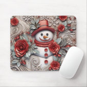 3D Rot und Grau Snowman Mousepad (Mit Mouse)