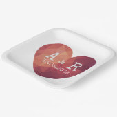 3d rote Herzklopfen Monogramm und Datum Pappteller (Gewinkelt)