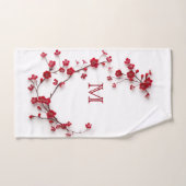 3D Rote Kreuze Blüten Weiß Handtuch (Handtuch)