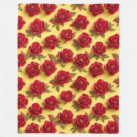 3D-rote Rose Fleecedecke (Vorderseite)