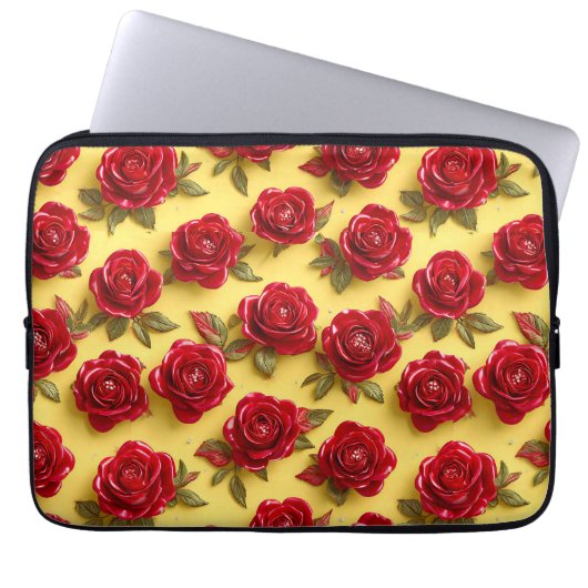3D-rote Rose Laptopschutzhülle (Vorderseite)