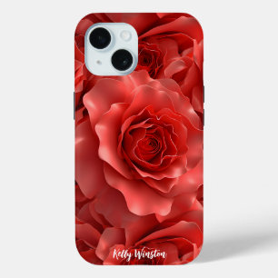 3D-Rote Rosen Nahtloses Muster Case-Mate iPhone Hülle
