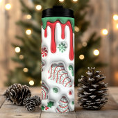 3D Rote und grüne Weihnachtsbaumkuchen Thermosbecher