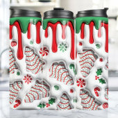 3D Rote und grüne Weihnachtsbaumkuchen Thermosbecher