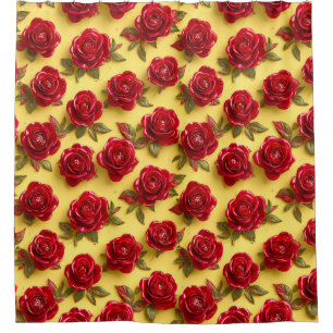 3D rotes Rosenmuster Duschvorhang