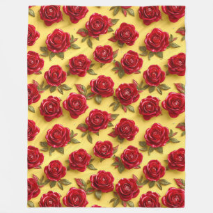 3D rotes Rosenmuster Fleecedecke