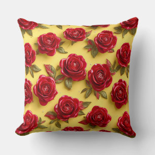 3D rotes Rosenmuster Kissen