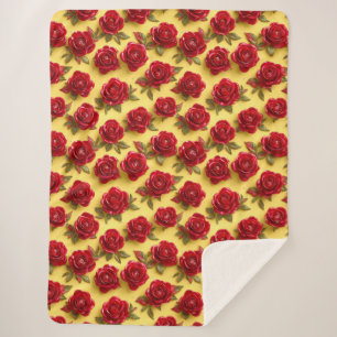 3D rotes Rosenmuster Sherpadecke