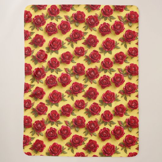 3D rotes Rosenmuster Sherpadecke (Vorderseite)