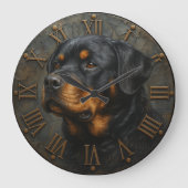 3D Rottweiler rustic pet sculpture dog lover gift Große Wanduhr (Vorderseite)