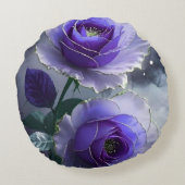 3D Royal Blue Rose Illusion Luxury Round Pillow  Rundes Kissen (Rückseite)