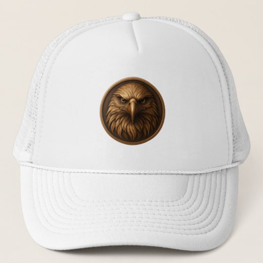 3D Royal Eagle Head Medallion Style Hat Truckerkappe (Vorderseite)