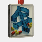 3D RX Symbol mit Kapseln Ornament Aus Metall (Rechts)