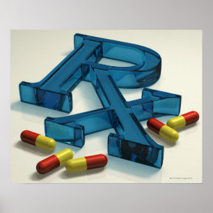 3D-RX-Symbol mit Kapseln Poster