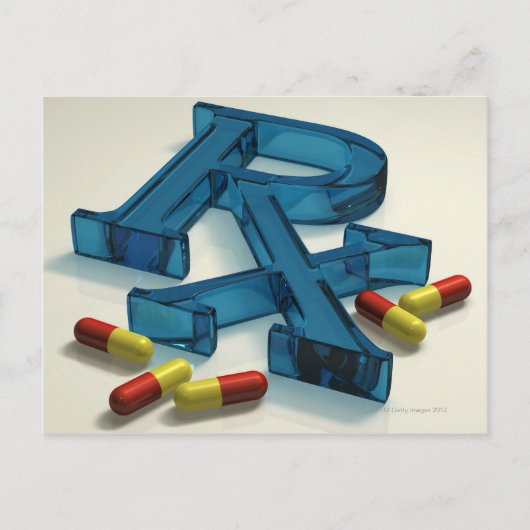 3D-RX-Symbol mit Kapseln Postkarte (Vorderseite)