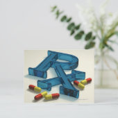 3D-RX-Symbol mit Kapseln Postkarte (Stehend Vorderseite)