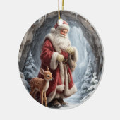 3D Santa and Deer Ceramic Christmas Ornament (Links)