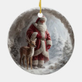 3D Santa and Deer Ceramic Christmas Ornament (Hinten)