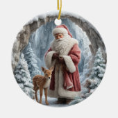 3D Santa and Deer Ceramic Christmas Ornament (Vorne)