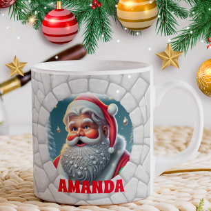 3D Santa Claus Weihnachten Personalisierter Name F Kaffeetasse