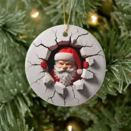 3d Santa Clause Keramik Ornament