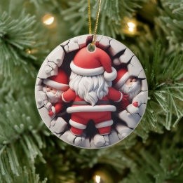 3d Santa Clause Keramik Ornament